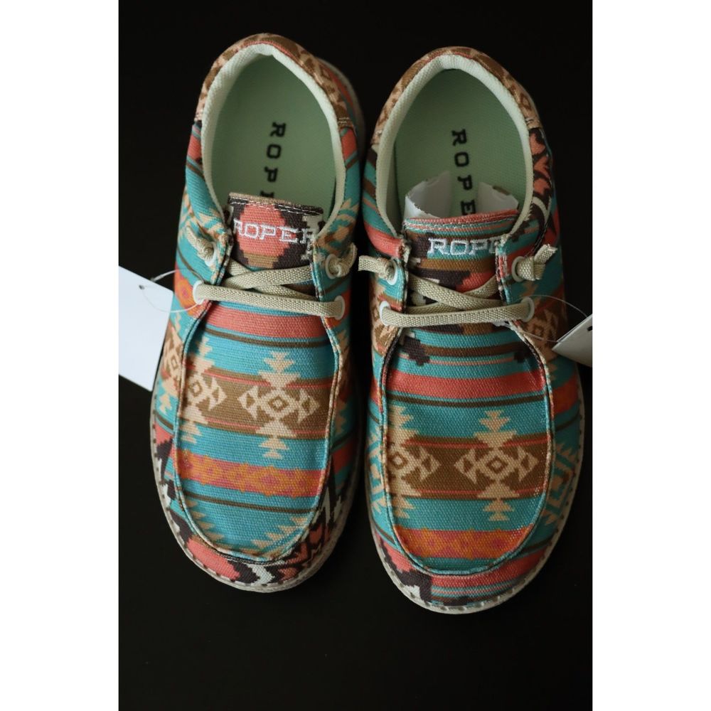 Roper Big Girls 3 Hang Loose Southwest Slip On Tribal Slipper Aztec Print